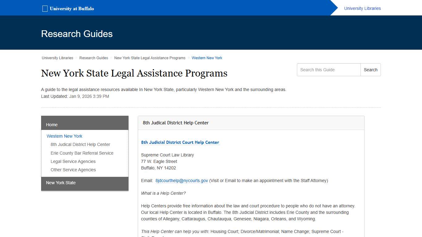 Western New York - New York State Legal Assistance Programs - Research Guides at University at Buffalo